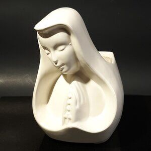 Vintage Imperial USA Pottery Madonna Virgin Mary Bust Planter White Mid Century